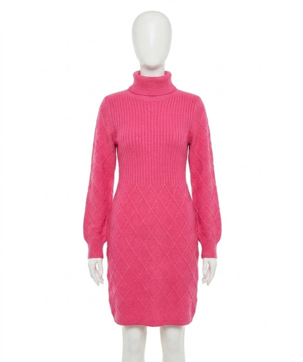 NEW ESQUALO franka turtleneck mini dress in fuchsia